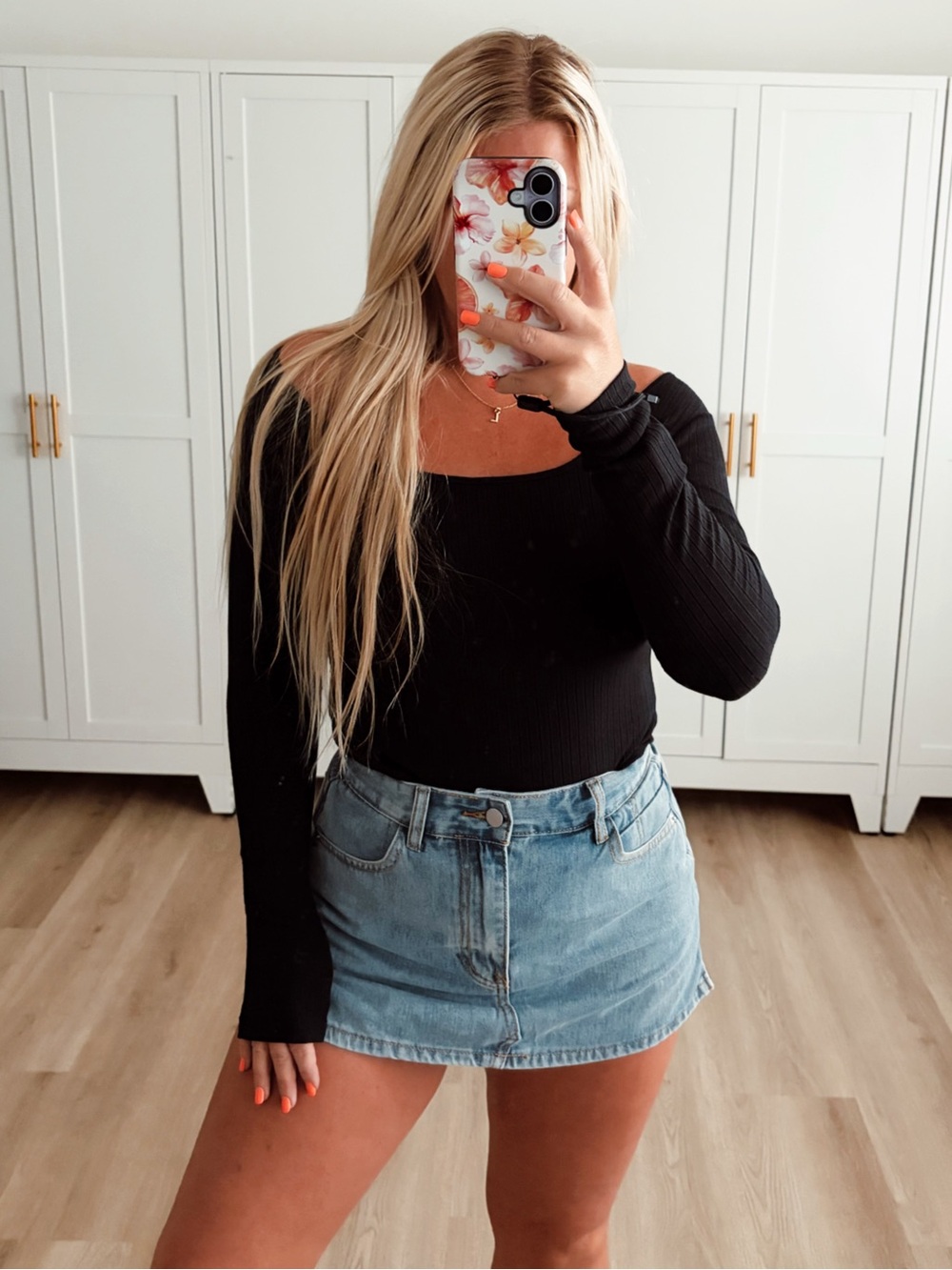 Black long sleeve body suit